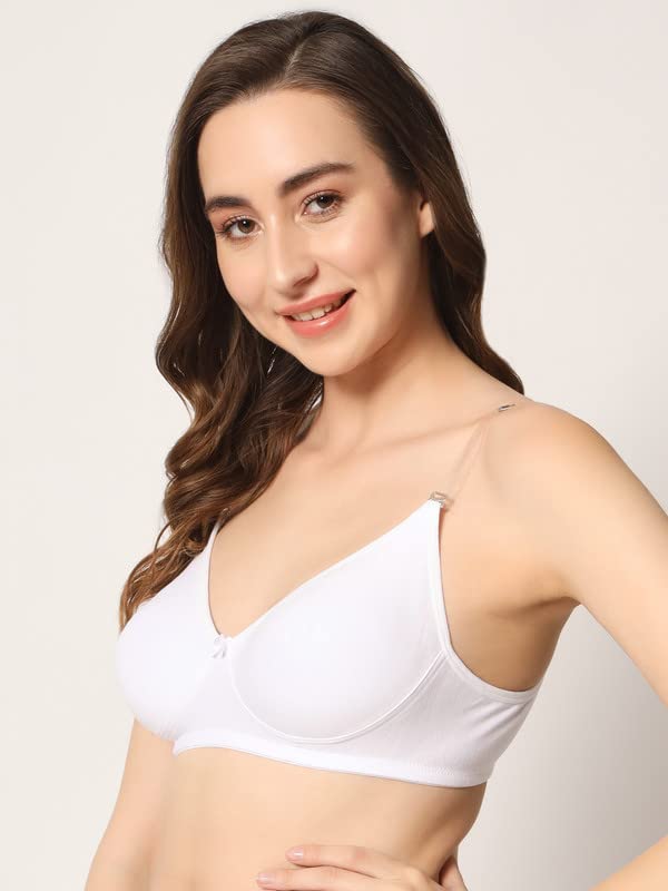 Makazio Women's Transparent Strap Bra - Cotton - Image 5
