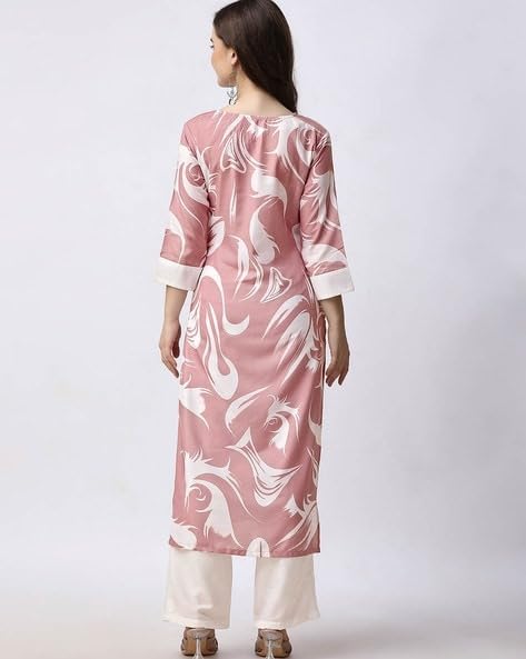 Sonu Fashion Women Rayon Kurti and Pant Set - Pink - Image 4