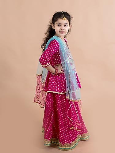 Pspeaches Girl Lehenga Choli Set - Magenta Blue - Image 3
