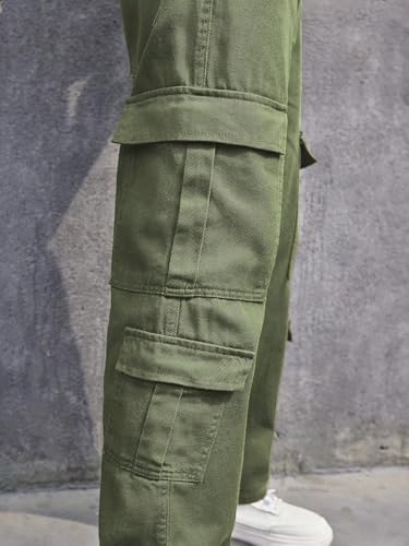 URBAN POCKETS Men's Green Denim Cargo Jeans - Image 3