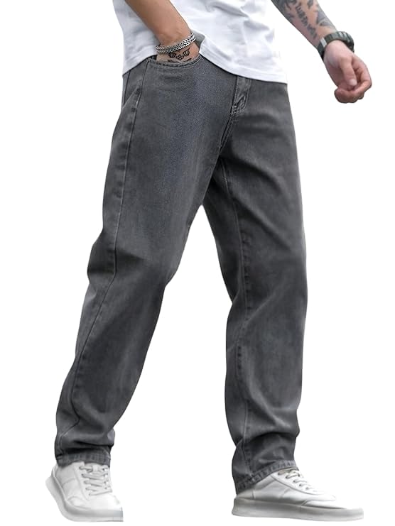 JAAR FASHION Grey Baggy Jeans for Men