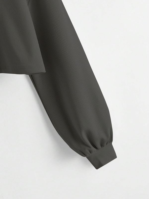 DTR FASHION Women's Grey Cotton Blend Crop T-Shirt - Image 4