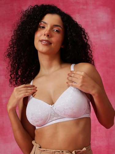 Clovia Lace Padded Non-Wired Bra - White - Image 2