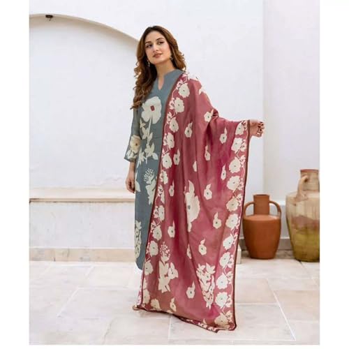 ANNI DESIGNER Grey Kurta Pant Dupatta Set for Women - Image 4