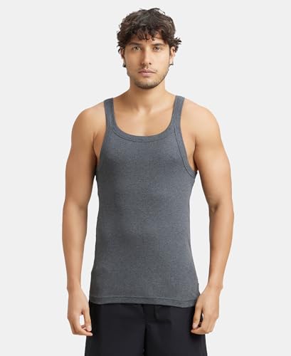 Jockey Men's Charcoal Cotton Rib Tank Top - Image 2