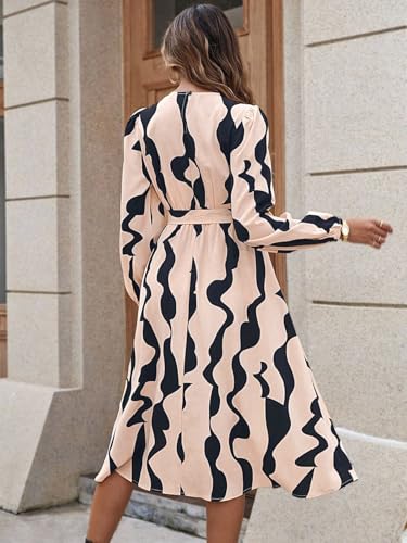 Leriya Fashion Women's Fit and Flare Midi Dress - Beige - Image 2