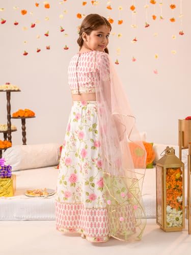 Pspeaches Girl Cotton Lehenga Choli - Off White - Image 4