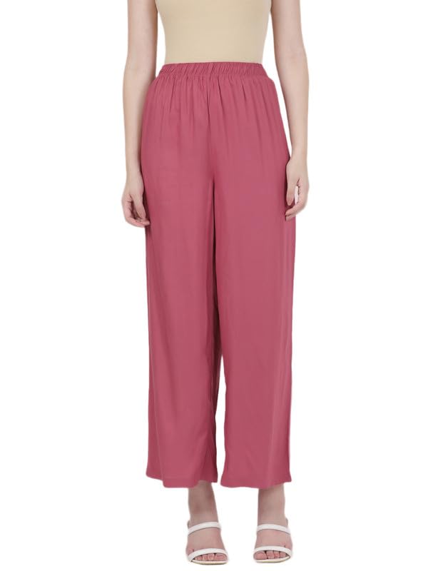 GO COLORS Women's Light Wine Palazzo Trousers
