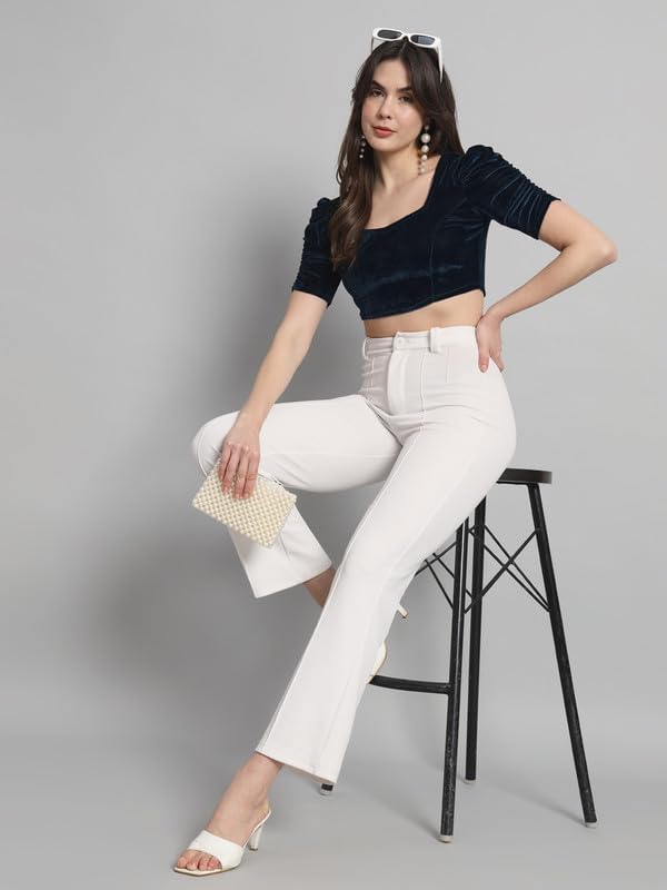 Vaararo Velvet Blouse for Women - Peacock Blue - Image 2