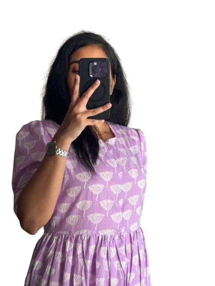 GarbGlide Women's Midi Dress - Abstract Print Lavender