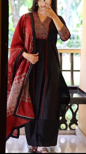 ANNI DESIGNER Black Rayon Kurta Set for Women - Image 2