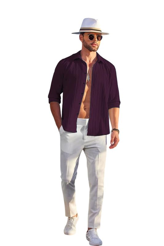Men's Purple Linen Shirt - Image 3
