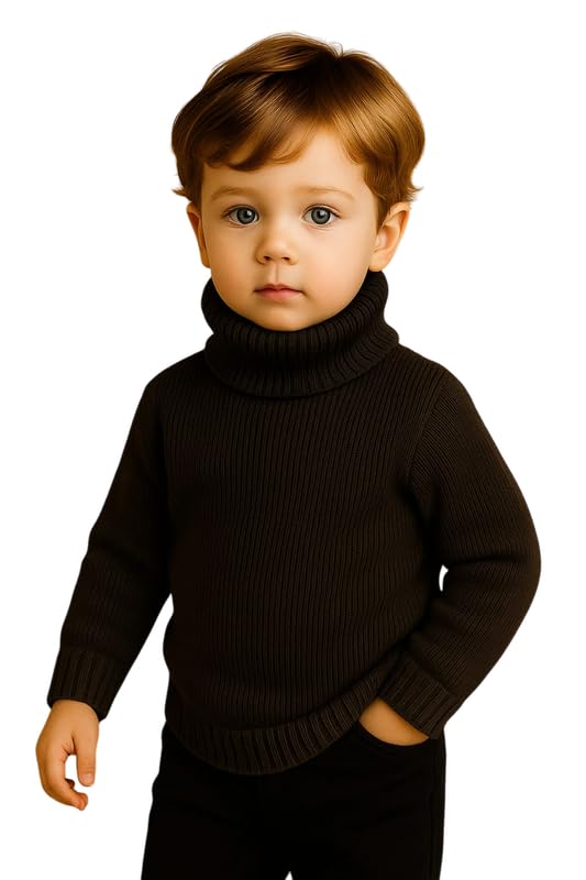 Krystle Children's Winter High Neck Pullover - Black