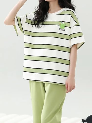 Louis Luxe Women's Cotton Blend Geometric Pajama Set - Green - Image 3