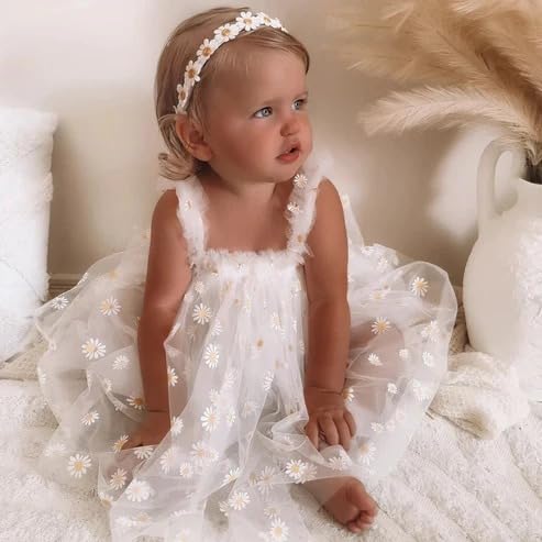 TotzTouch Baby Girl Sleeveless Floral Gown - White Green - Image 2