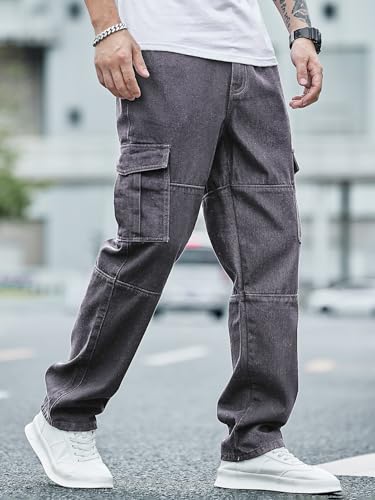 GRECIILOOKS Grey Cargo Jeans for Men - Image 3