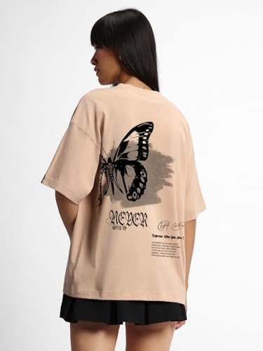 Oversized Brown Graphic Tee for Women - Image 4