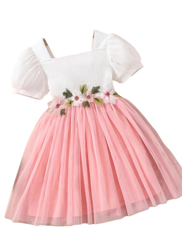 Niren Enterprise Baby Girl Frock - Embroidery Flower