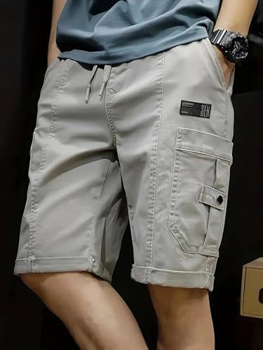 Lymio Men's Casual Cotton Shorts - Light Grey - Image 2