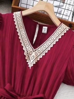 MENSBIT Girl's Puff Sleeve Gown - Maroon - Image 4