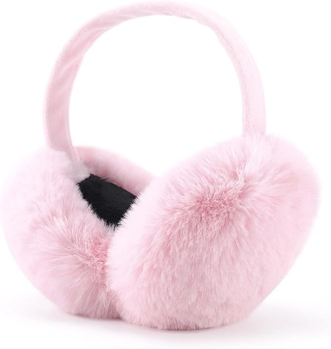 Pink Cable Knit Earmuffs for Women