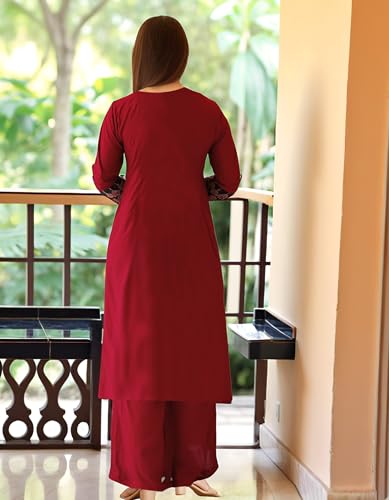 ANNI DESIGNER Red Rayon Kurta Set for Women - Image 2