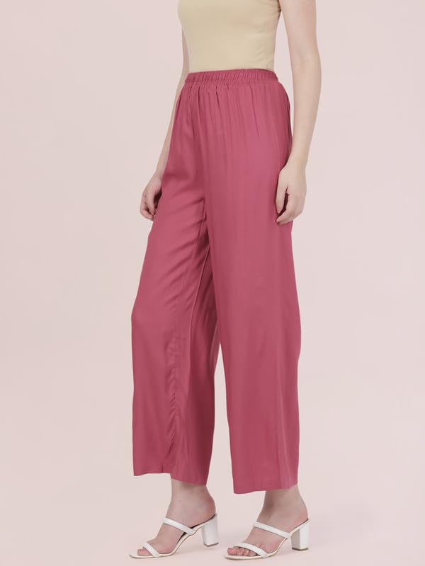 GO COLORS Women's Light Wine Palazzo Trousers - Image 2