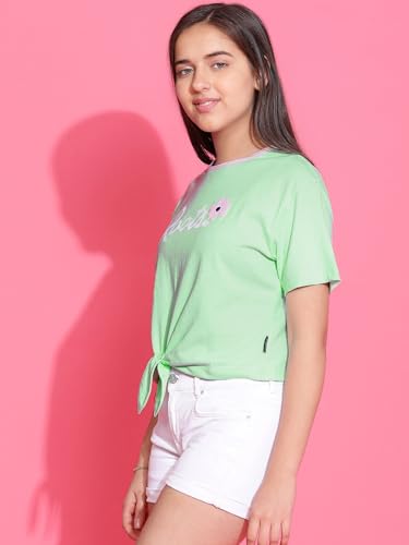 Li'l Tomatoes Girl's Typography T-Shirt - Green - Image 3