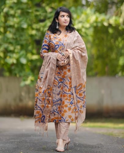 ANNI DESIGNER Beige Kalam Kurta Set for Women - Image 3