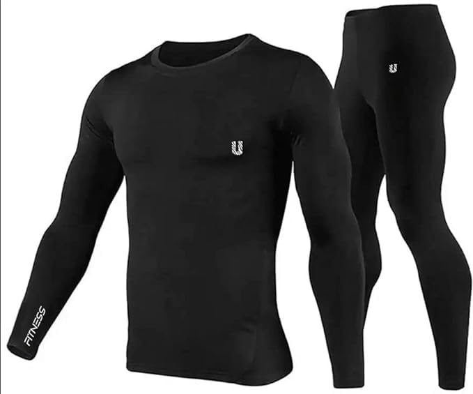 Men's Black Compression Running Set