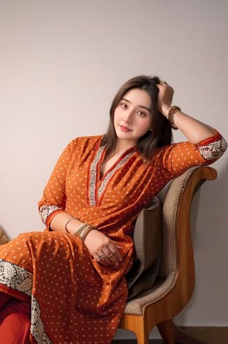 ANNI DESIGNER Orange Anarkali Kurta Set for Women - Image 2