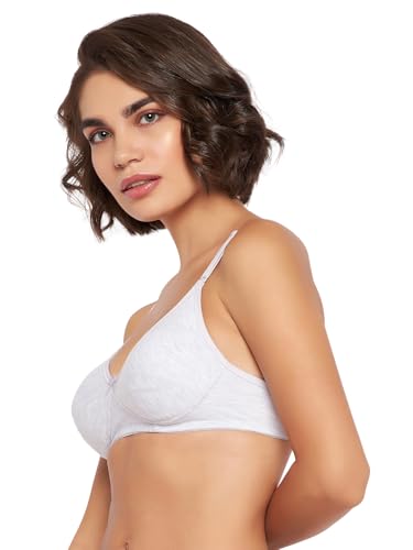 Clovia Women's Cotton Lightly Padded Non-Wired Demi Cup T-Shirt Bra - Grey - Image 3