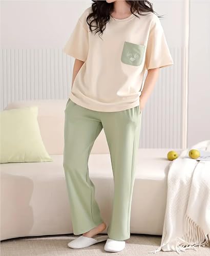 Louis Luxe Women's Cotton Blend Geometric Pajama Set - Green - Image 2