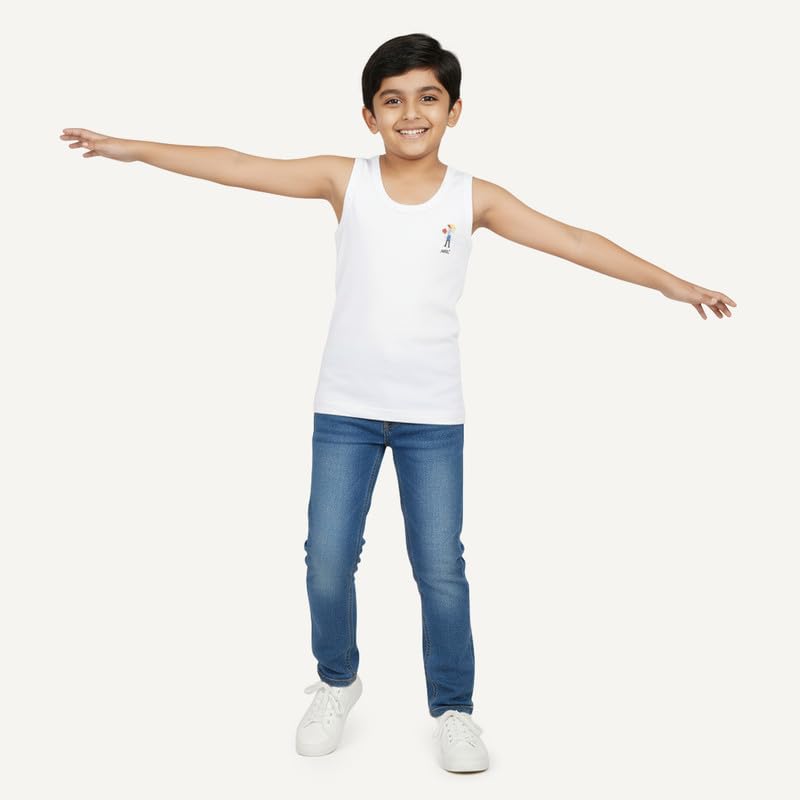 ARIEL Boys Cotton Skinny Fit Vest - White - Image 4