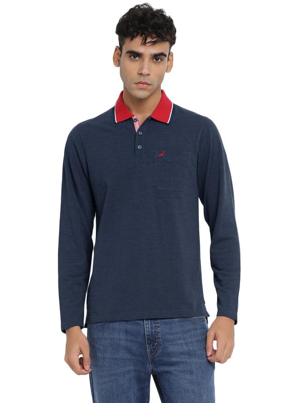 AMERICAN CREW Polo Collar T-Shirt for Men - Navy