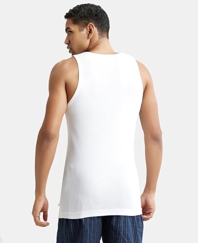Jockey Men's Cotton Rib Sleeveless Vest - White - Image 3