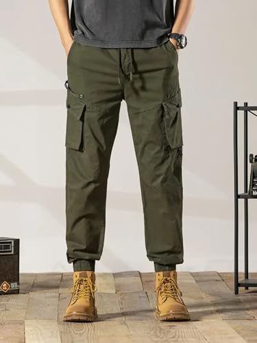 Lymio Men Green Cotton Cargo Pants - Image 2