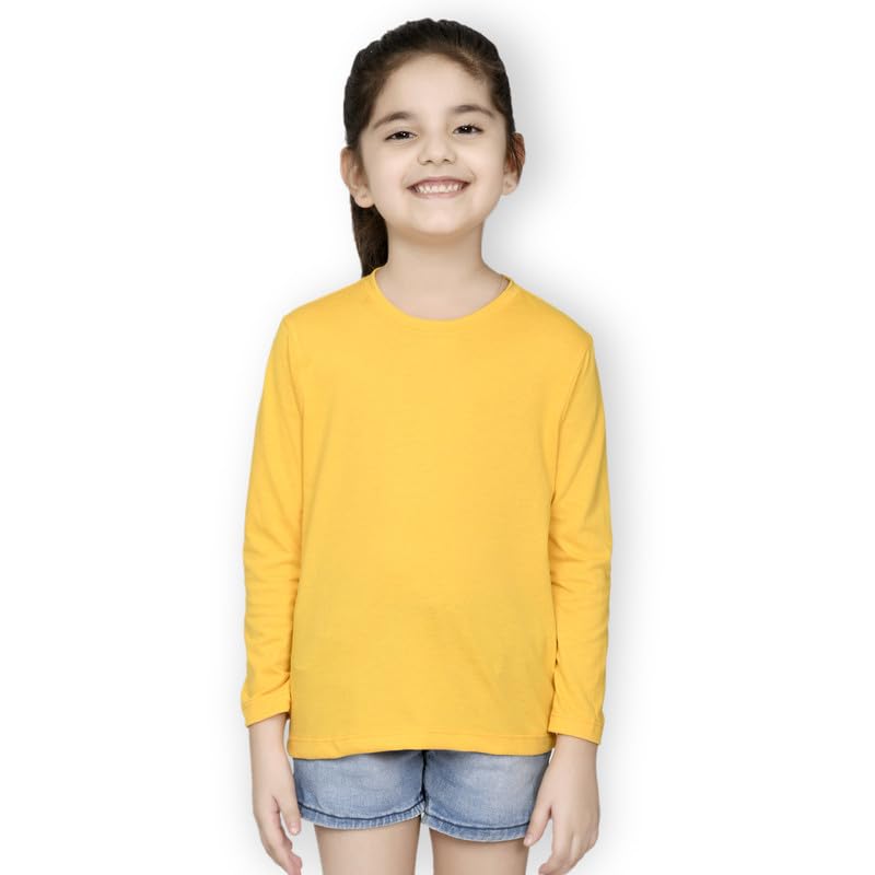 Nusyl Girls Yellow Cotton T-Shirt