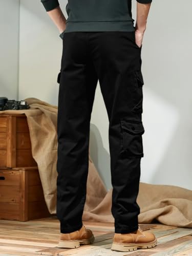LERIYA FASHION Men's Black Cotton Cargo Trousers - Image 2