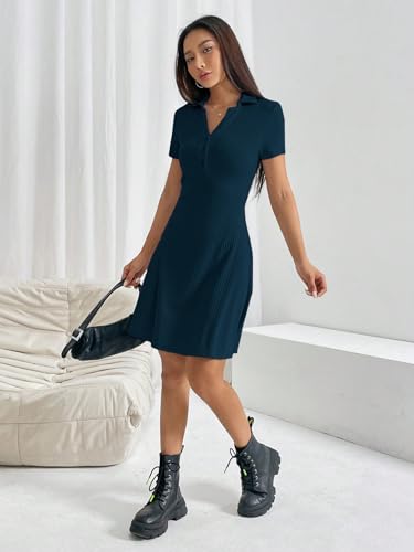 TOPLOT Women's Strip Dress - Teal - Image 3