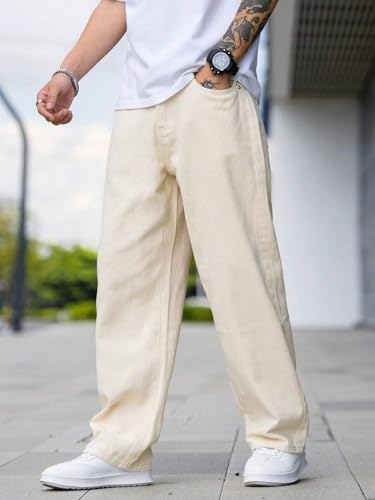 JVX Men Mid Rise Loose Fit Jeans - Cream - Image 2