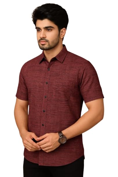 FIVE STAR FASHION Maroon Khaadi Cotton Shirt for Men