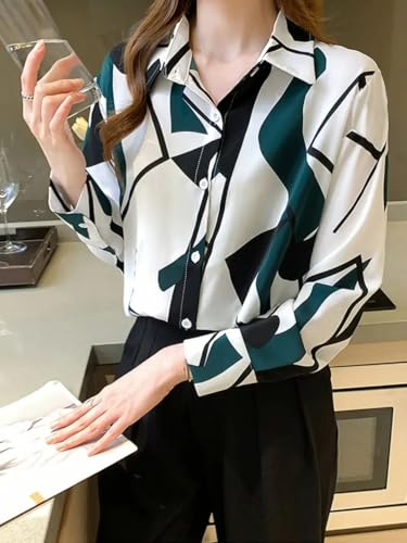 Trendy Queen White Green Printed Shirt for Women - Image 3