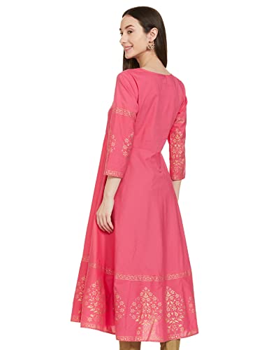 Tavasya Women's Cotton Anarkali Kurti - Rasberry - Image 2
