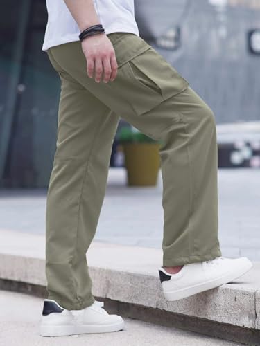 Lymio Men's Olive Green Cotton Cargo Pants - Image 3