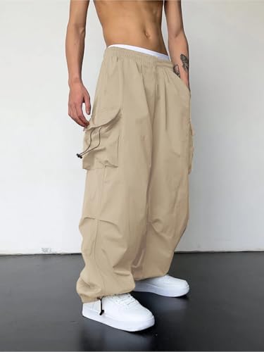 GRECIILOOKS Men's Cargos Trousers - Cream - Image 3