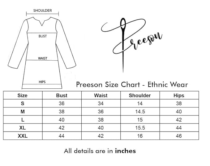 Preeson Women's Blue Cotton Embroidered Kurti - Image 5