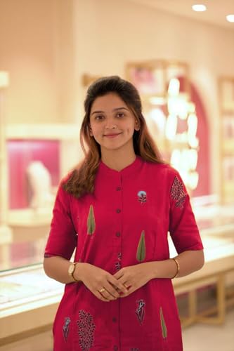 ANNI Women Rayon Viscose Straight Kurta with Pant - Pink - Image 4