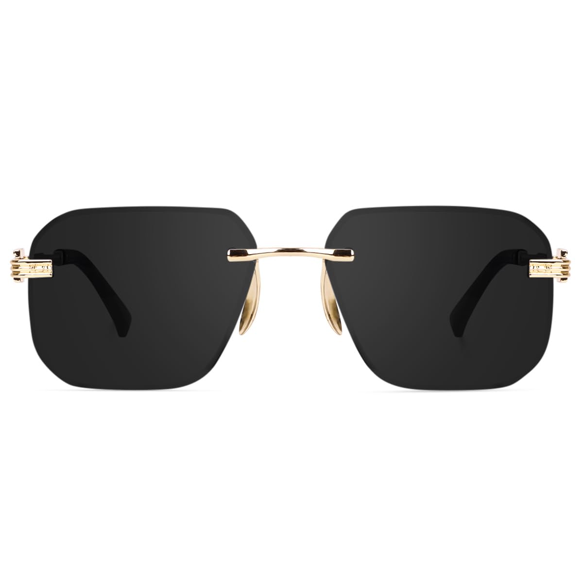 Dervin UV Protected Rimless Sunglasses for Men & Women - Black - Image 2