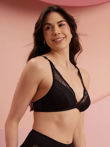Clovia Black Lace Bralette Bra - Image 3